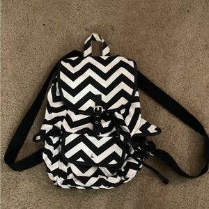 Chevron Patterned Black and White Backpack
